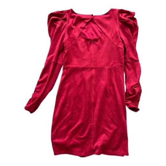 Sugar + Lips Dress Women Size Large Red Faux Suede Long Sleeve NWT - Picture 5 of 6